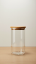 Glass storage jar with bamboo lid
