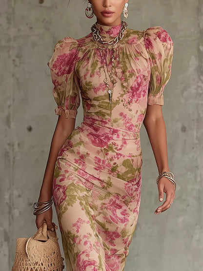 Candela | Vestido maxi vintage con mangas puff