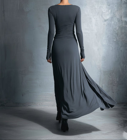 Natalia | Vestido largo ajustado con nudo lateral